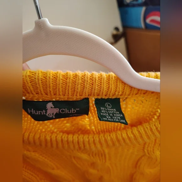 Hunt Club Yellow Cable Knit Crewneck Sweater - Picture 3 of 3
